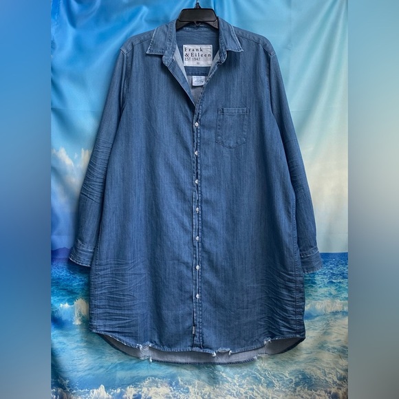 Frank & Eileen Famous Denim MARY Classic Shirtdress Size: XL STONEWASHED INDIGO - Picture 4 of 16